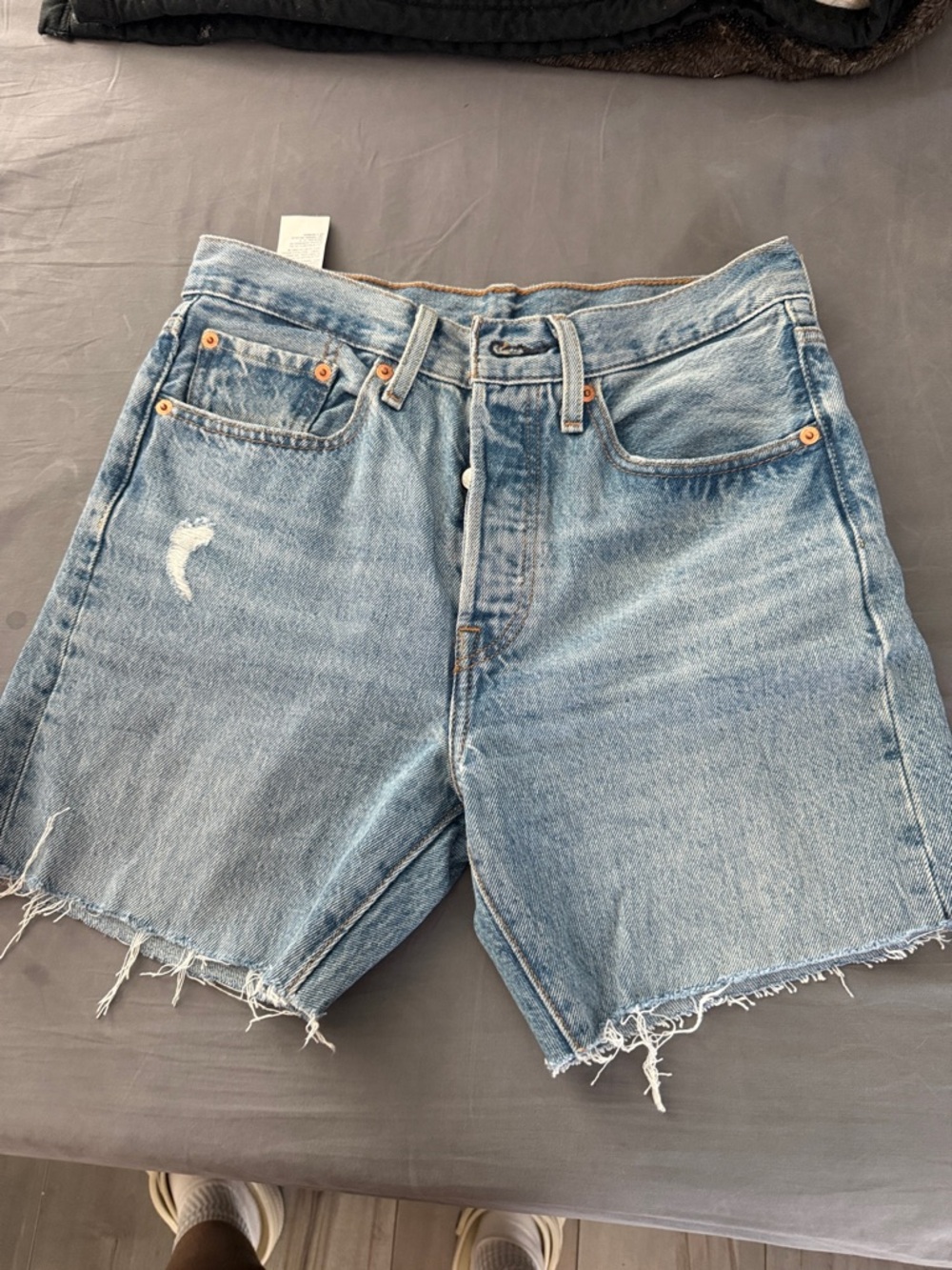 Levi's Light Blue Distressed Denim Jean Shorts